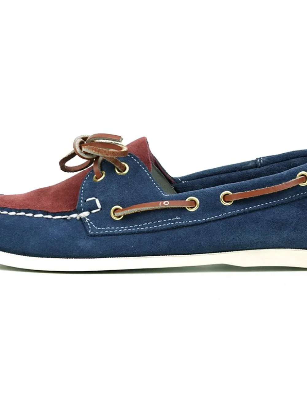 FI-6512-S Navy Burgundy Genuine Suede Lace up Boat Shoes Fiesso by Aurelio Garci